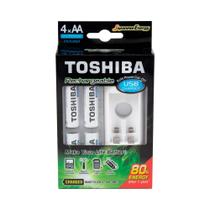Carregador P/ 2 Pilhas Toshiba AA/AAA USB C/ 4 Pilhas Recarregáveis - AC2514