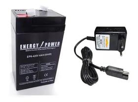 Carregador P Motinha Eletrica Com Bateria 6v 4ah Kit Carregador P Motinha Eletrica Com Bateria 6v 4ah Kit