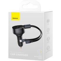 Carregador para Automovel Baseus com Cabo Retratil USB-C + Lightning 30 W - Preto (CGTX000001)