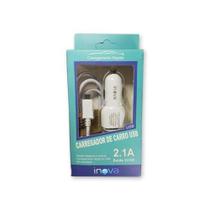 Carregador Para Celular De Carro Inova 2 Saida Usb Branco Carregador Para Celular De Carro Inova 2 Saida Usb Branco