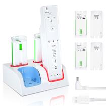 Carregador para Controle Wii NATNO Kit com 4 Baterias Recarregáveis 2800mAh Carregador para Controle Wii NATNO Kit com 4 Baterias Recarregáveis 2800mAh