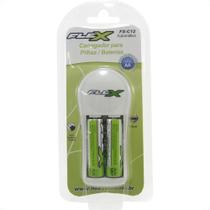 Carregador Para Pilhas 2Aa/Aaa Ou 1 Bateria 9V Flex Com 2Aa Fx-C1.1/2P Carregador Para Pilhas 2Aa/Aaa Ou 1 Bateria 9V Flex Com 2Aa Fx-C1.1/2P