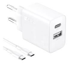 Carregador Parede 1Hora Porta Usb A/C+Cabo Tipo C Branco