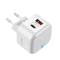 Carregador Pd Duplo de 2 Entradas USB-A 3,0 e USB-C 35W Adaptador Turbo Carregamento Rápido
