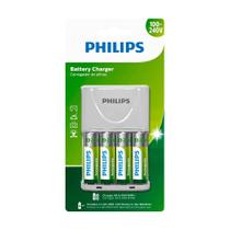 Carregador Philips de Pilha Recarregável AA e AAA Inclui 4 Pilhas AA 2.450mAh - SCB2445NB/59
