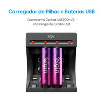 Carregador Pilha e Bateria USB AA e AAA 9v Elgin Com 2 Pilhas Carregador Pilha e Bateria USB AA e AAA 9v Elgin Com 2 Pilhas