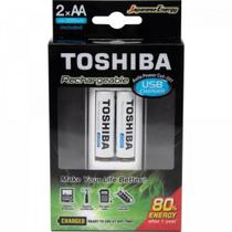 Carregador Pilha Usb 2 Pilhas Aa/Aaa .2.000 Mah Com 2 - Toshiba