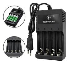 Carregador Pilhas Recarregáveis Aa/aaa 4 Slots Rápido Bivolt