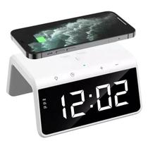 Carregador por Indução Celular Relógio Despertador Branco