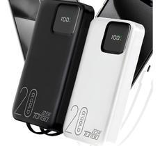 Carregador Portátil A'Gold 20000mAh Turbo Power Bank Branco 3 Portas USB e Tipo-C