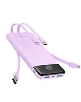 Carregador portátil Charmast 10000mAh Power Bank com cabos embutidos