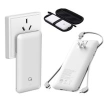 Carregador portátil da marca Q 10000mAh com cabos e plugues embutidos