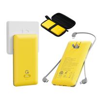 Carregador portátil da marca Q 10000mAh com cabos embutidos: amarelo