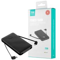 Carregador Portátil FAM L10051 2 Saídas USB-C + USB10000mAh 20W Power Delivery QC3.0 Preto