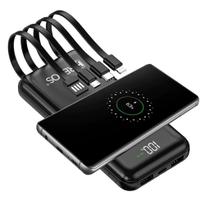 Carregador Portátil Indução 10.000mAh + 4 Saídas Cabo