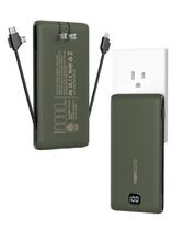 Carregador portátil Power Bank 10000mAh VEEKTOMX com cabos verdes Carregador portátil Power Bank 10000mAh VEEKTOMX com cabos verdes