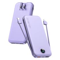 Carregador portátil Power Bank 12000mAh com cabos embutidos roxo