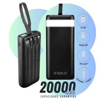 Carregador Portátil Power Bank 20.000 mah Android e IOS Universal Com Lanterna