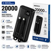 Carregador Portátil Power Bank 20000 mAh 22.5W Carga Rápida Display Digital Inteligente Tipo-C