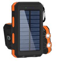 Carregador Portátil Power Bank Solar 10000mAh Bateria Externa Para Xiaomi Android IOS TipoC Laranja