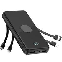 Carregador portátil Power Bank TXQX 10000mAh com cabos pretos