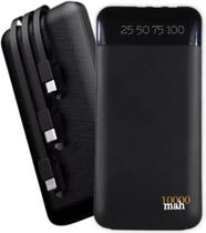 Carregador Portátil Power Bank Universal 10000mAh 3 Cabos Integrados de (Micro USB, USB-C e IOS) Carregador Portátil Power Bank Universal 10000mAh 3 Cabos Integrados de (Micro USB, USB-C e IOS)