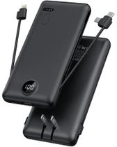 Carregador portátil VRURC 10000mAh com cabos e plugue integrados Carregador portátil VRURC 10000mAh com cabos e plugue integrados