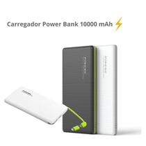 Carregador Power Bank 10000 mAh Com Cabo V8 e Lightning Compatível Com iPhone 12/ 12 Pro