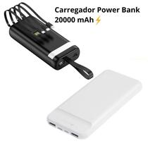 Carregador Power Bank 20000mAh Com Cabos Lightning, Tipo C, Micro V8