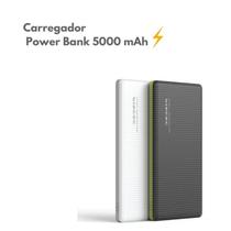 Carregador Power Bank 5000 mAh Com Cabo V8 Compatível com Galaxy Y/ S7/ Edge S7/ S6/ S5/ S4/ S3/ Prime 2 TV/ Pocket