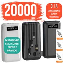 Carregador Power Bank Portátil de celular 20000mah Universal Saida 4 Cabos
