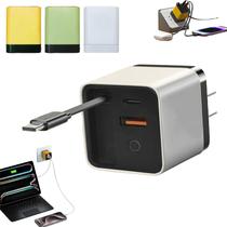 Carregador Pricyru 3 em 1 escalável de 80 W com cabo tipo C e 2 USB
