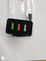 Carregador Rápido 3 USB, Tipo C