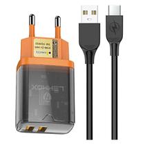 Carregador Rápido 4.1A com 2 USB + Cabo Tipo C - Original e Homologado Anatel