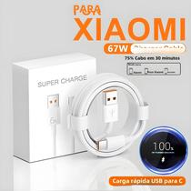 Carregador Rápido 67W Tipo C com Cabo USB - Xiaomi, Redmi, Poco, Huawei, Honor, Oppo e Realme