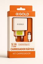 Carregador Rapido Agold Ca23-3 - 2 Portas Usb + Cabo Tipo-c