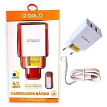 Carregador Rápido Agold CA283 TipoC 4.1A 2 USB Premium Carregador Rápido Agold CA283 TipoC 4.1A 2 USB Premium