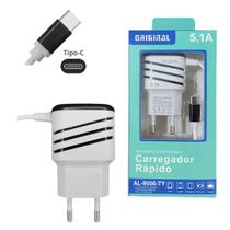 Carregador Rápido AL-9006-TY Tipo-C Branco Cabo 1.2M Bivolt Carregador Rápido AL-9006-TY Tipo-C Branco Cabo 1.2M Bivolt