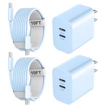 Carregador rápido Auorld 20W de porta dupla USB C para telefone 16 15 Pro Max