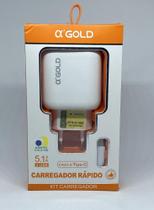 Carregador Rápido Celular 5.1 2 Usb Tipo C - a gold