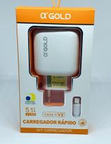 Carregador Rápido Celular Android Entrada V8 2 Usb - a gold