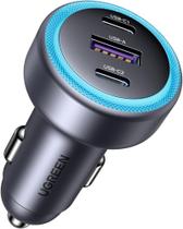 Carregador rápido de carro veicular UGREEN 30W (3 portas) PD QC 3.0 com luz LED suporta 25W 20W Carregador rápido de carro veicular UGREEN 30W (3 portas) PD QC 3.0 com luz LED suporta 25W 20W