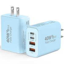 Carregador rápido de parede USB C, 40 W, 4 portas, adaptador de alimentação PD tipo C