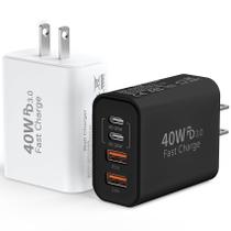 Carregador rápido de parede USB C, 40 W, 4 portas, adaptador de alimentação PD tipo C