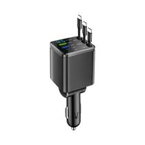 Carregador Rápido De Telefone Dual USB Tipo C 148W Com Voltímetro Digital E 3 Cabos Retráteis Para Carregador Rápido De Telefone Dual USB Tipo C 148W Com Voltímetro Digital E 3 Cabos Retráteis Para