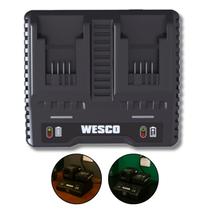 Carregador Rápido Duplo Bateria Wesco 4Ah 18v Bivolt Inteligente Indicador de Carga Led Ferramentas