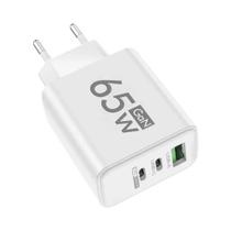 Carregador Rápido GaN USB C 65W PD3.0 Adaptador De Parede Com 3 Portas Para iPhone 15 16 pro Samsung