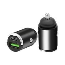 Carregador Rápido Para Carro 12V-24V PD QC3.0 USB Tipo C Mini Para iPhone Samsung Huawei Xiaomi
