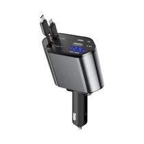Carregador Rápido Para Carro 180W 5 Em 1 USB Tipo-C Retrátil Para Telefones IOS E Android Com Luz