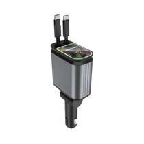 Carregador Rápido Para Carro 180W 5-em-1 USB Tipo-C Retrátil Para Telefones IOS E Android Com Luz